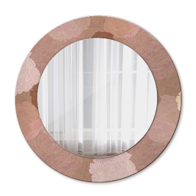 Miroir rond cadre avec impression Composition de roses