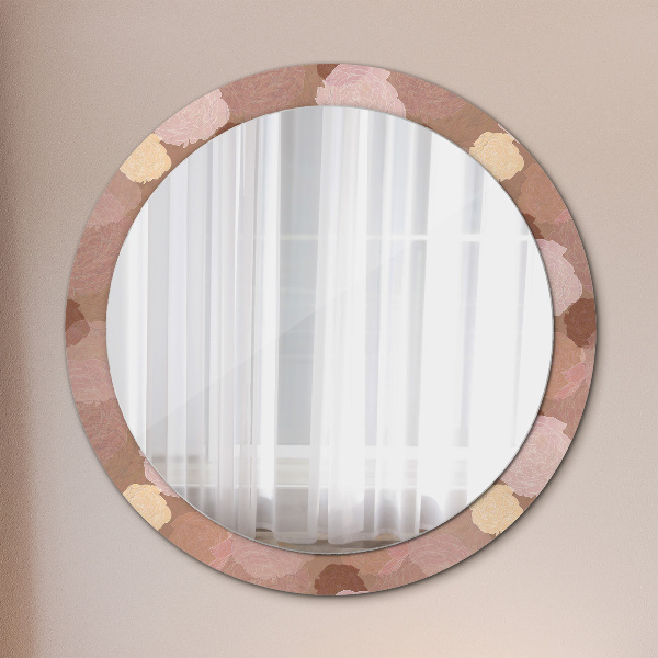 Miroir rond cadre avec impression Composition de roses