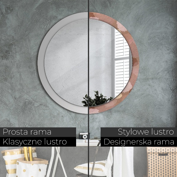 Miroir rond cadre avec impression Composition de roses