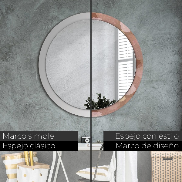 Miroir rond cadre avec impression Composition de roses