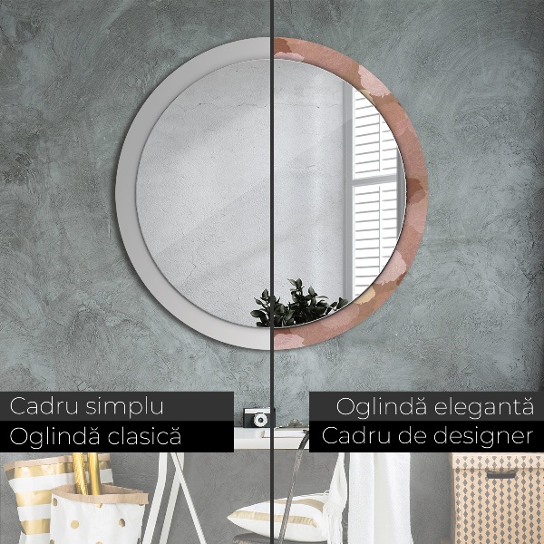 Miroir rond cadre avec impression Composition de roses