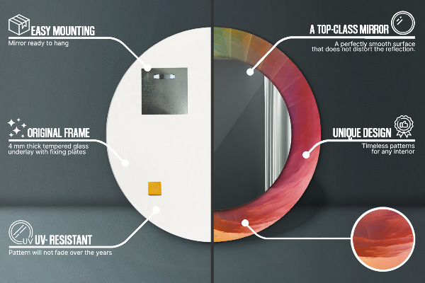 Miroir rond cadre avec impression Spirale hypnotique