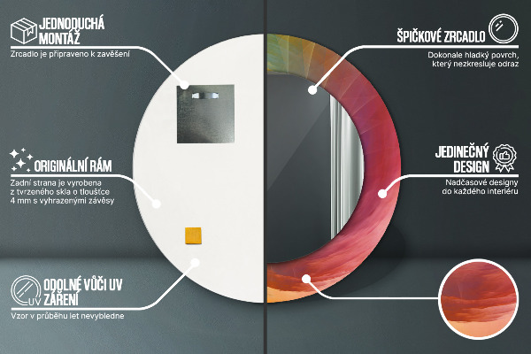 Miroir rond cadre avec impression Spirale hypnotique