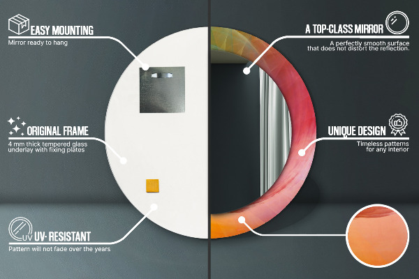 Miroir rond cadre avec impression Spirale hypnotique