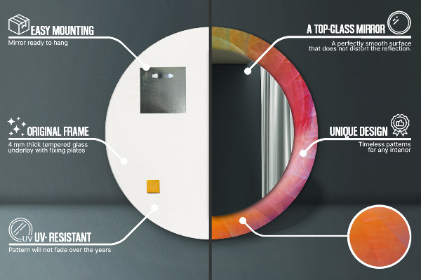 Miroir rond cadre avec impression Spirale hypnotique