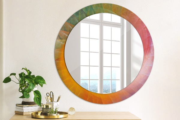Miroir rond cadre avec impression Spirale hypnotique