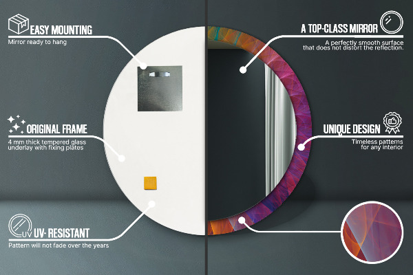 Miroir rond cadre avec impression Spirale hypnotique