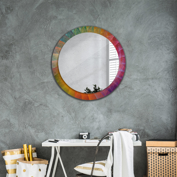 Miroir rond cadre avec impression Spirale hypnotique
