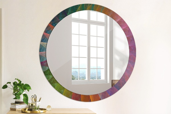 Miroir rond cadre avec impression Spirale hypnotique