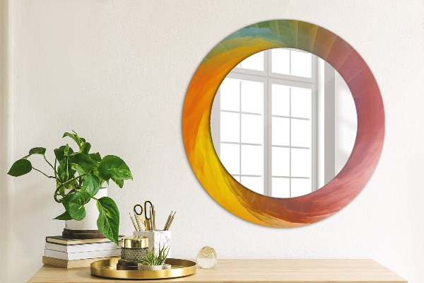 Miroir rond cadre avec impression Spirale hypnotique