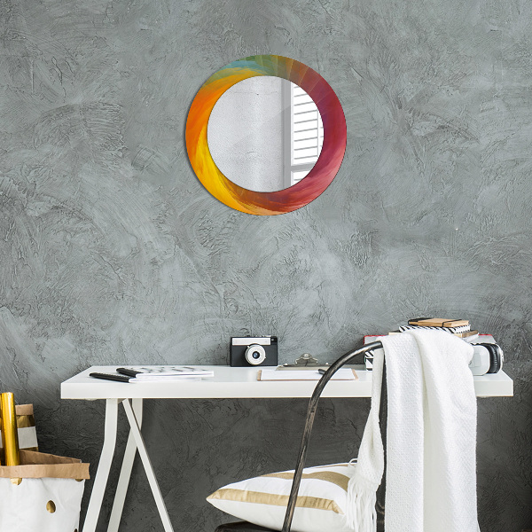 Miroir rond cadre avec impression Spirale hypnotique