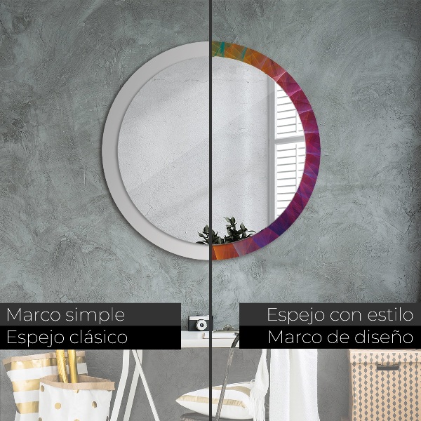 Miroir rond cadre avec impression Spirale hypnotique