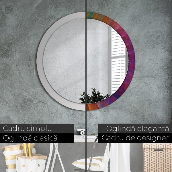 Miroir rond cadre avec impression Spirale hypnotique
