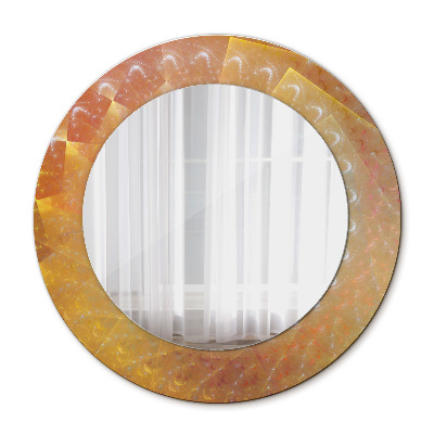 Miroir rond cadre avec impression Abstraction en spirale