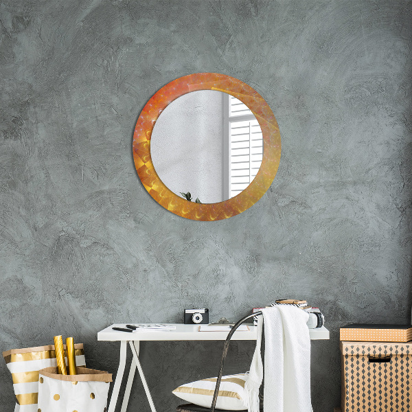 Miroir rond cadre avec impression Abstraction en spirale