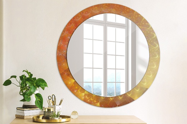Miroir rond cadre avec impression Abstraction en spirale