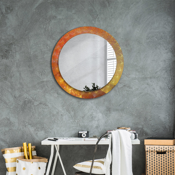 Miroir rond cadre avec impression Abstraction en spirale