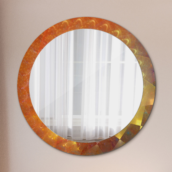 Miroir rond cadre avec impression Abstraction en spirale