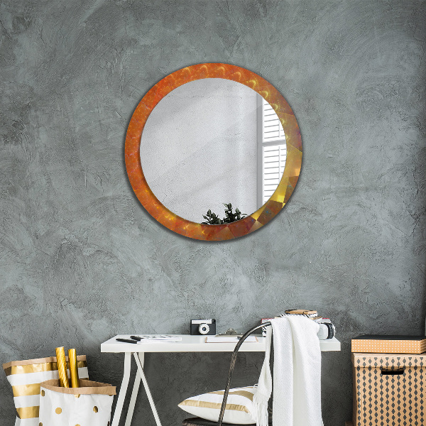 Miroir rond cadre avec impression Abstraction en spirale