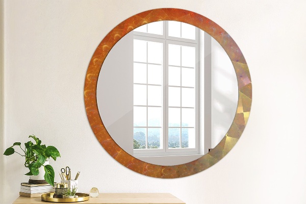 Miroir rond cadre avec impression Abstraction en spirale