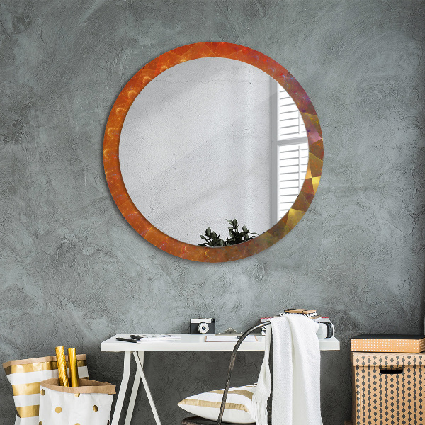 Miroir rond cadre avec impression Abstraction en spirale