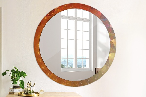Miroir rond cadre avec impression Abstraction en spirale