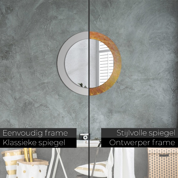 Miroir rond cadre avec impression Abstraction en spirale