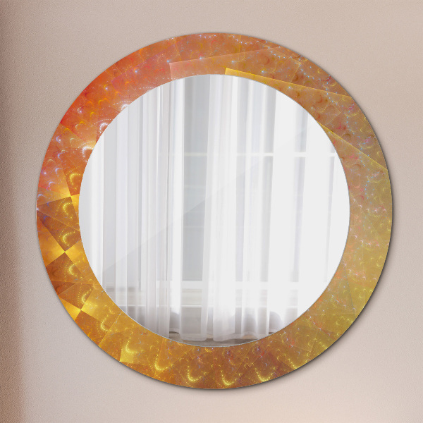Miroir rond cadre avec impression Abstraction en spirale