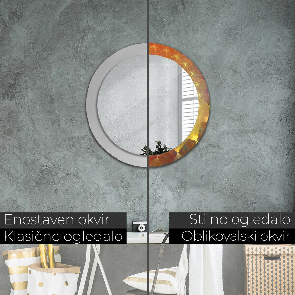 Miroir rond cadre avec impression Abstraction en spirale