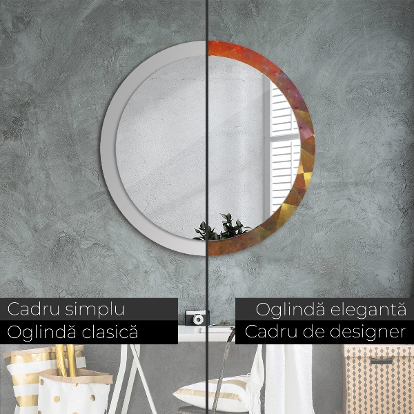 Miroir rond cadre avec impression Abstraction en spirale