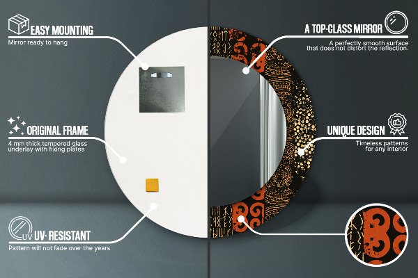 Miroir rond cadre avec impression Modèle abstrait grunge