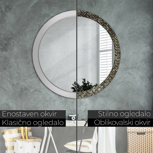 Miroir rond cadre avec impression Texture en acier