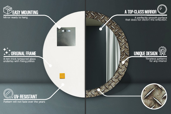 Miroir rond cadre avec impression Texture en acier