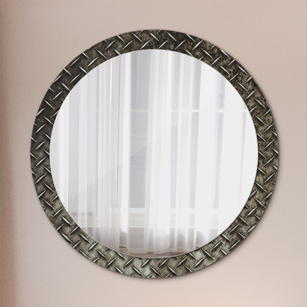 Miroir rond cadre avec impression Texture en acier