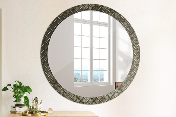 Miroir rond cadre avec impression Texture en acier