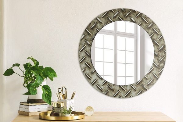 Miroir rond cadre avec impression Texture en acier