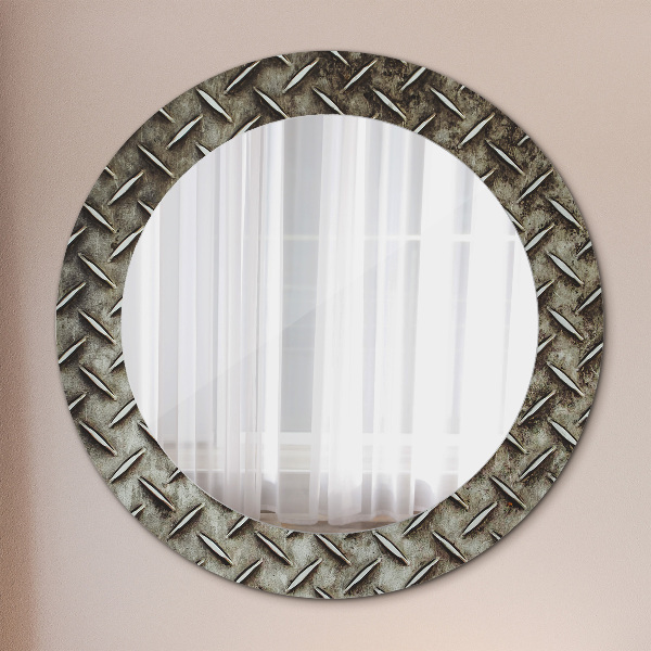 Miroir rond cadre avec impression Texture en acier
