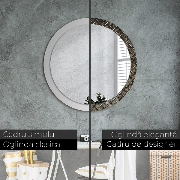 Miroir rond cadre avec impression Texture en acier