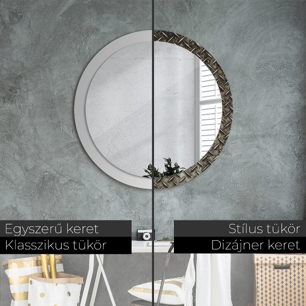 Miroir rond cadre avec impression Texture en acier