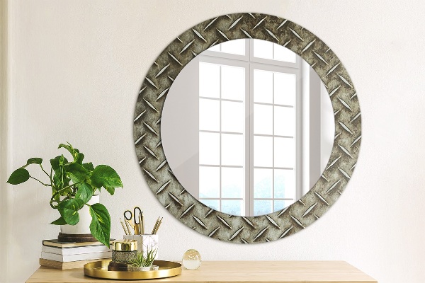 Miroir rond cadre avec impression Texture en acier