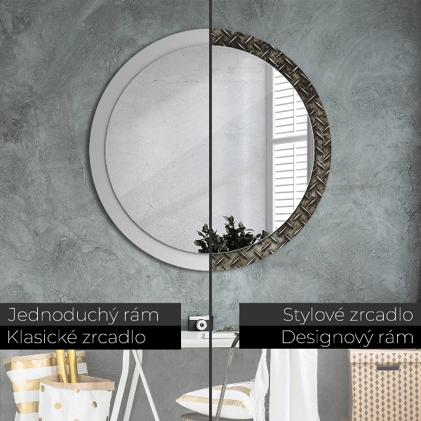 Miroir rond cadre avec impression Texture en acier