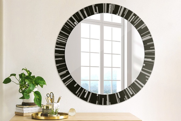 Miroir rond cadre avec impression Composition radiale
