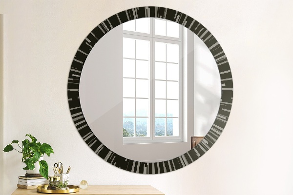 Miroir rond cadre avec impression Composition radiale