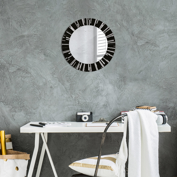 Miroir rond cadre avec impression Composition radiale
