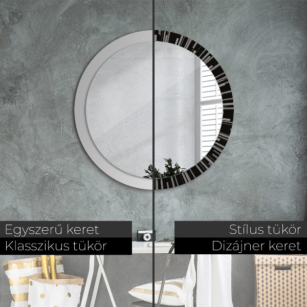 Miroir rond cadre avec impression Composition radiale