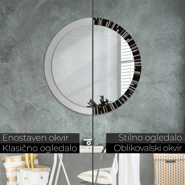 Miroir rond cadre avec impression Composition radiale