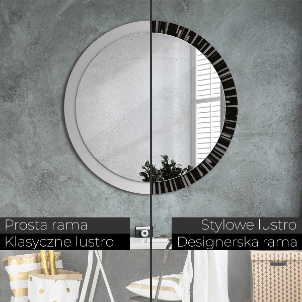 Miroir rond cadre avec impression Composition radiale
