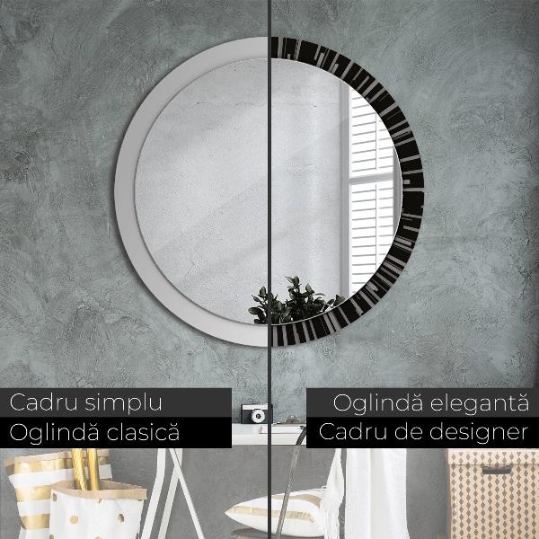 Miroir rond cadre avec impression Composition radiale