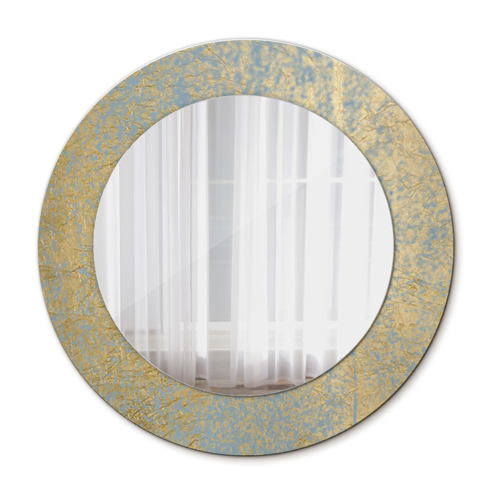 Miroir rond cadre avec impression Texture du film en or