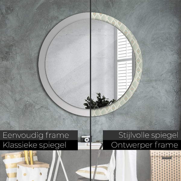 Miroir rond cadre avec impression Motif vintage léger